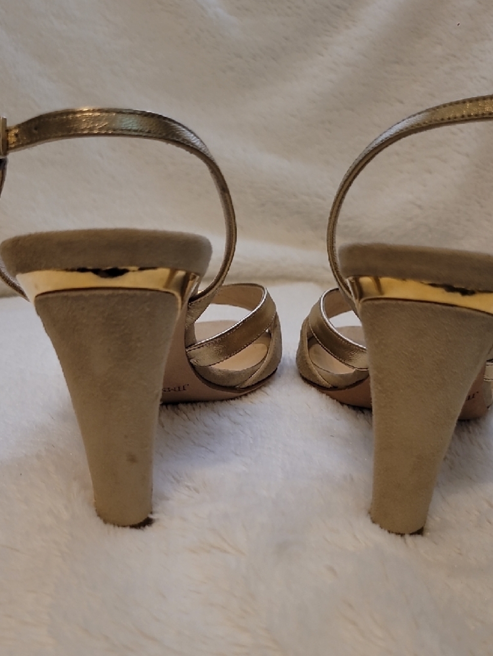 Jimmy Choo Metallic Gold Crisscross Slingback Heels - Picture 3 of 9